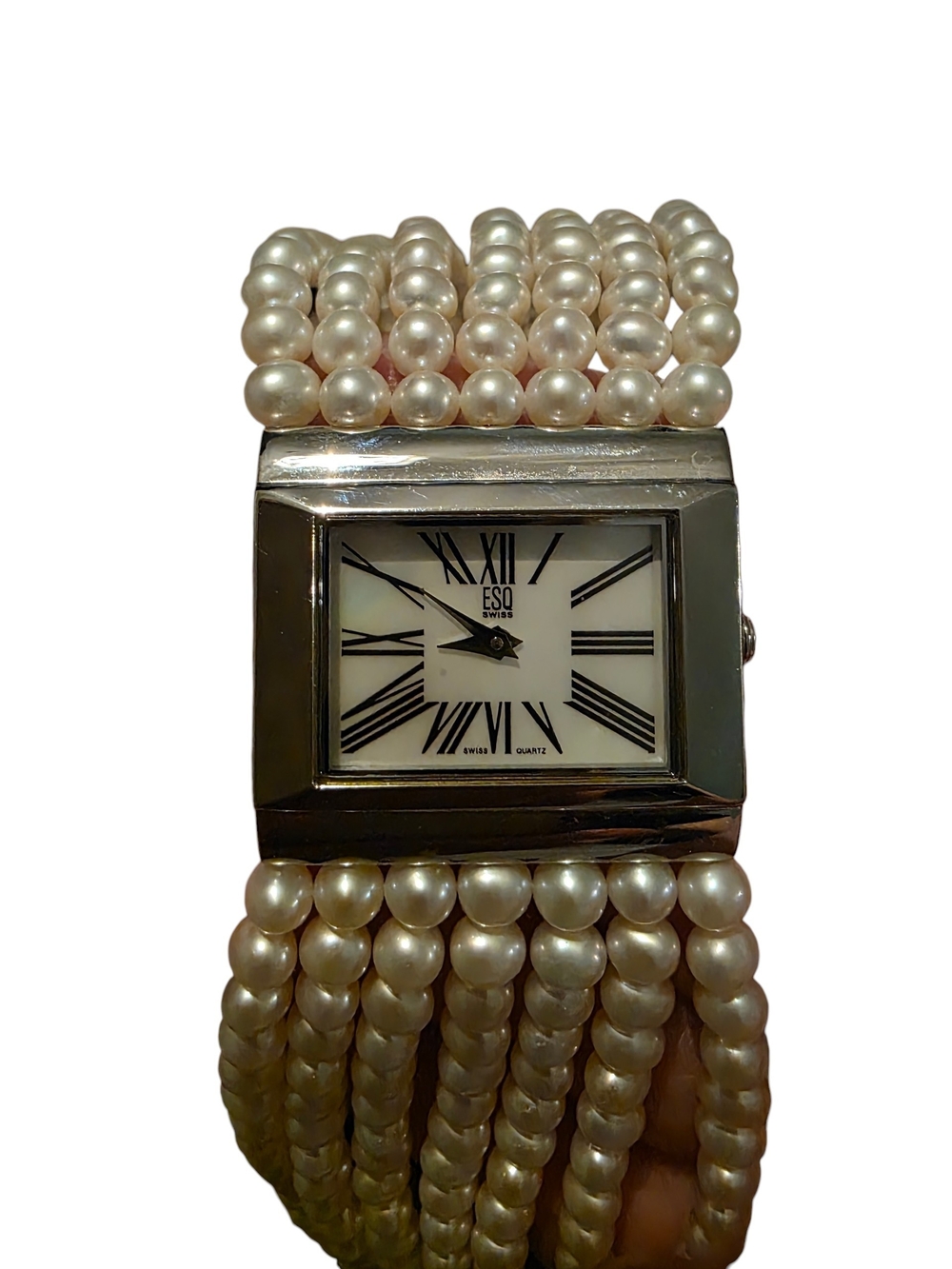 ESQ Pearl Multi-Strand Bracelet Watch in Cream
